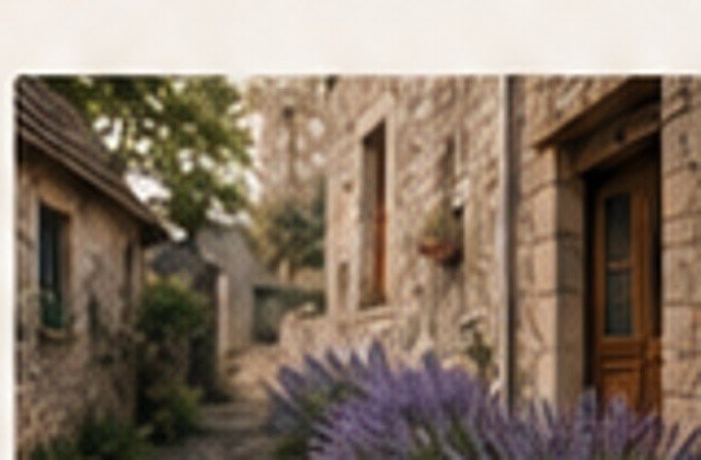 Stone village with lavender